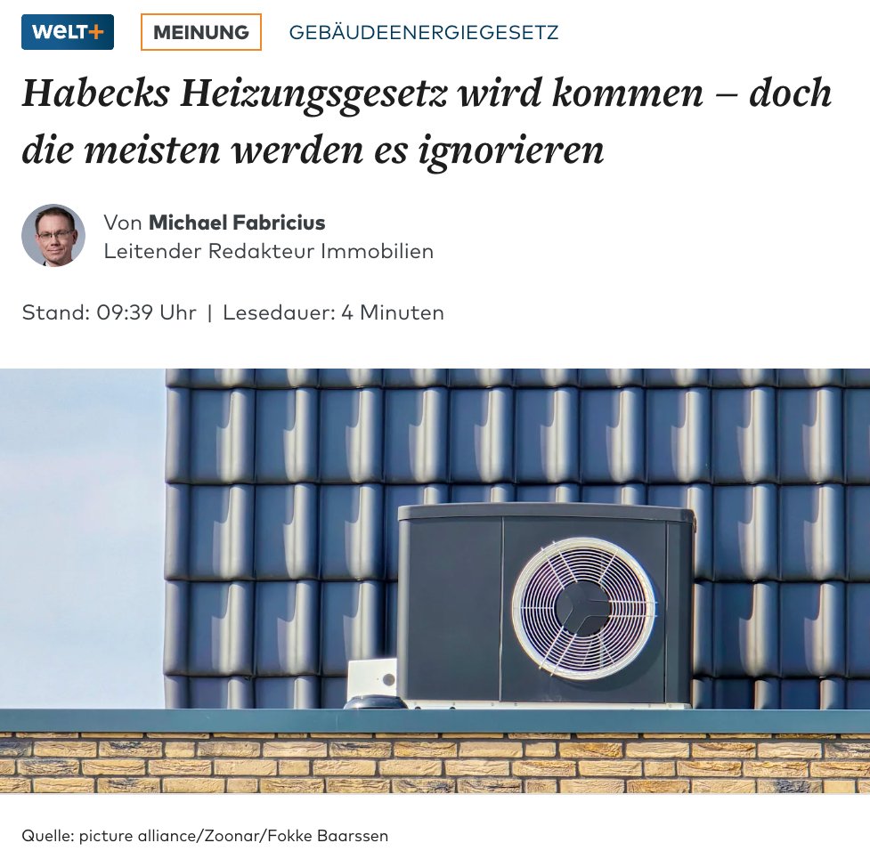 "Eine neue Phrase macht in der Immobilien- und Wärmebranche aktuell Karriere. Sie lautet: „mediterrane Auslegung“. (...)

„Mediterrane Auslegung“ – das bezieht sich auf einen zu erwartenden laxen Umgang mit den aktuellen und künftigen Regeln des Heizungsgesetzes. 

Ganz gleich,
