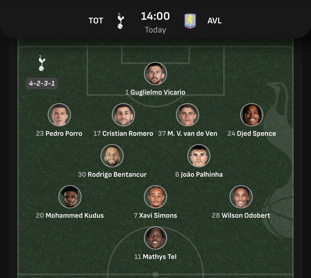 WEFOOTBALL777's tweet photo. 2025-26 PREMIER LEAGUE MATCHWEEK 8
Sun 19 Oct 14:00 UKT - Spurs vs Aston Villa starting XI
#wefootball777 #football #premierleague #MatchWeek8 #spurs #astonvillafc https://t.co/TWPcsueA1H