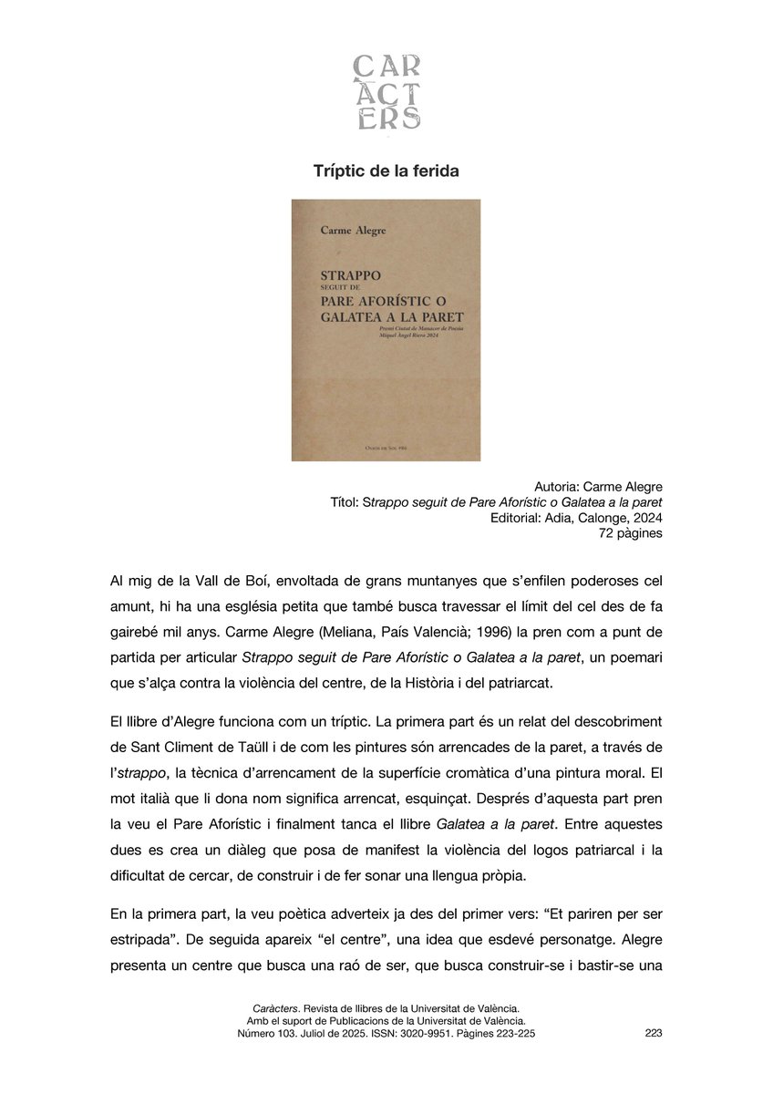 Revista Caràcters tweet media