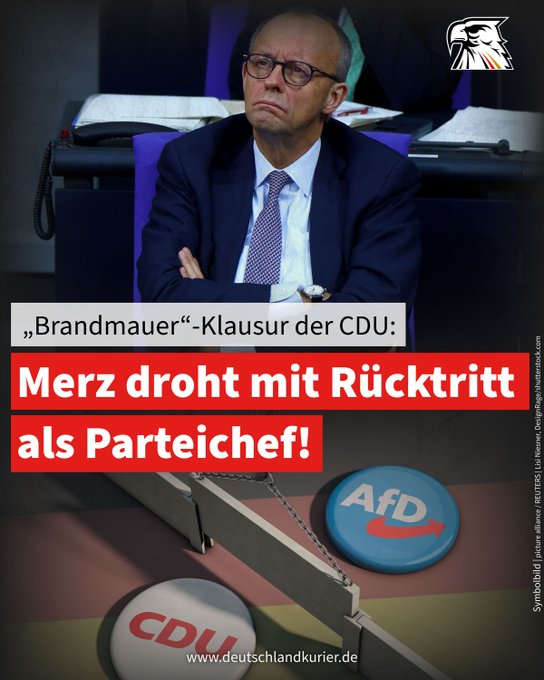 Friedrich Merz droht mit Rücktritt‼️‼️‼️
Drohung❓❓❓
Das ist keine Drohung sondern ein Geschenk‼️‼️‼️
🔴🔴🔴🔴🔴🔴🔴🔴🔴🔴🔴🔴🔴🔴
Das wäre die erste gute Tat der CDU seit 2015 
🔴🔴🔴🔴🔴🔴🔴🔴🔴🔴🔴🔴🔴🔴
#Merz #Klausurtagung #CDU #CSU #Söder #Berlin