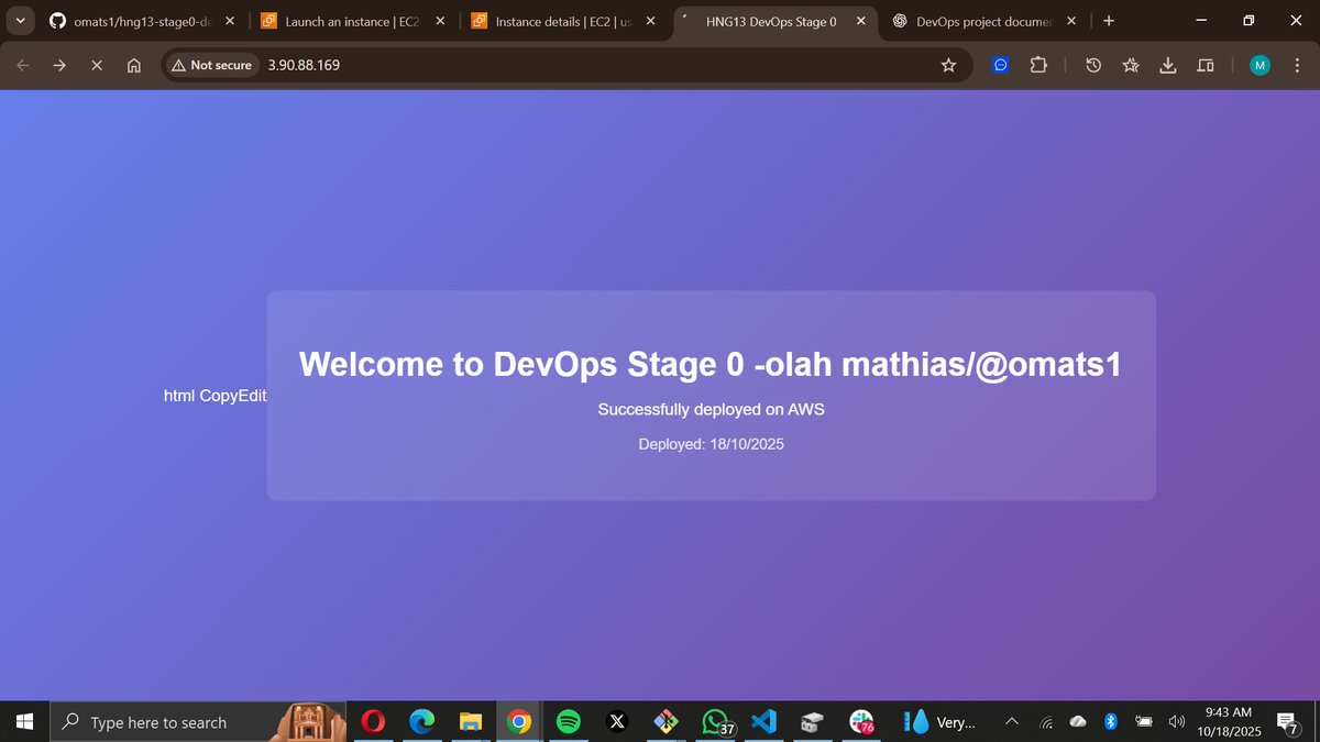 mathias_olah's tweet image. From local code to global access
My first NGINX deployment is live and serving custom content. DevOps in action.
Before this could be achieved, some configurations happened. Let me take you through this.
#HNGInternship #CloudDeployment #DevOpsengineering #aws_with_devops