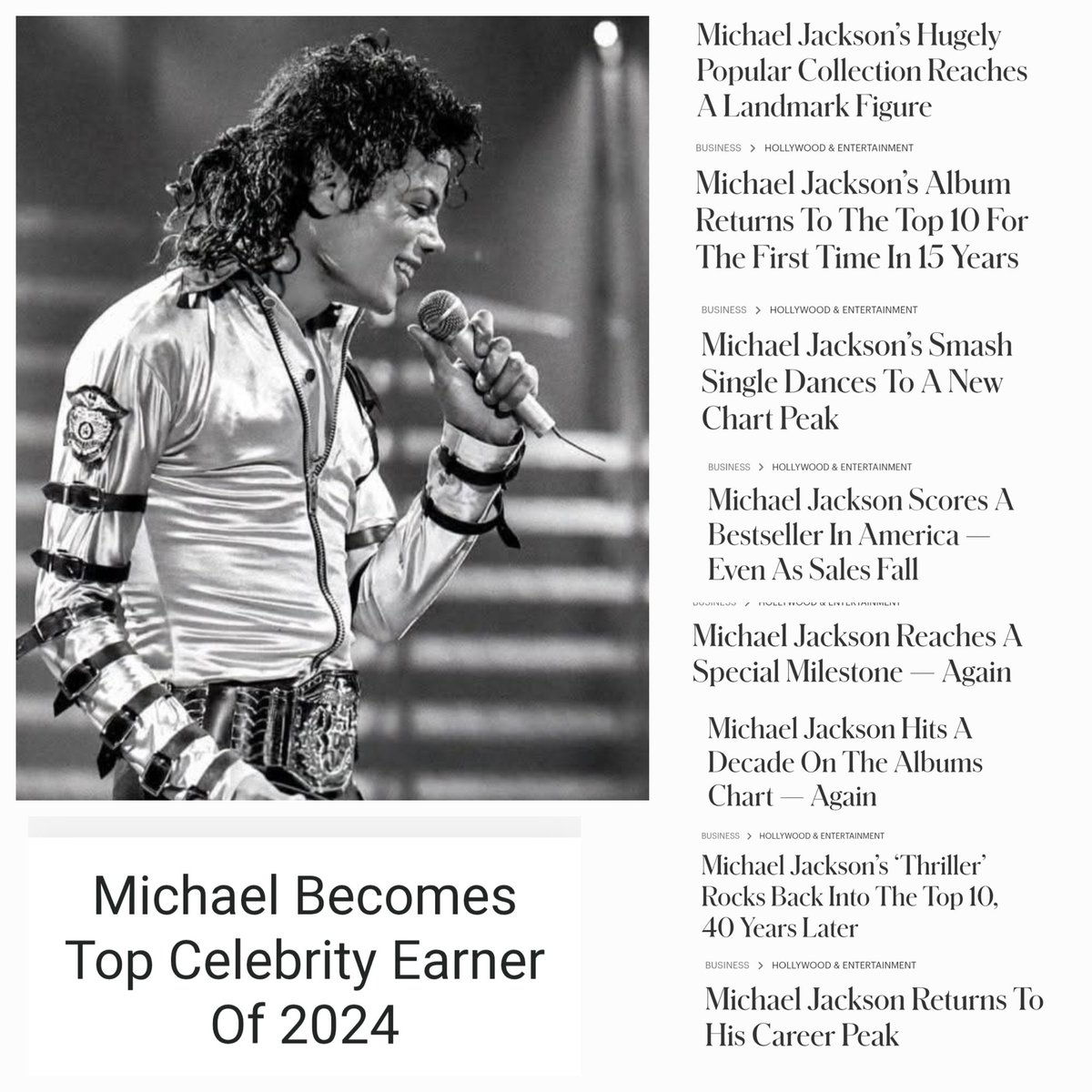 No one remembers him outside the bubble? 

Meanwhile, Michael is still making headlines in 2025..

Top Celebrity Earner..
Albums back in the Top 10..
Smash singles charting..
Diamond Certification..

That’s legacy 👑