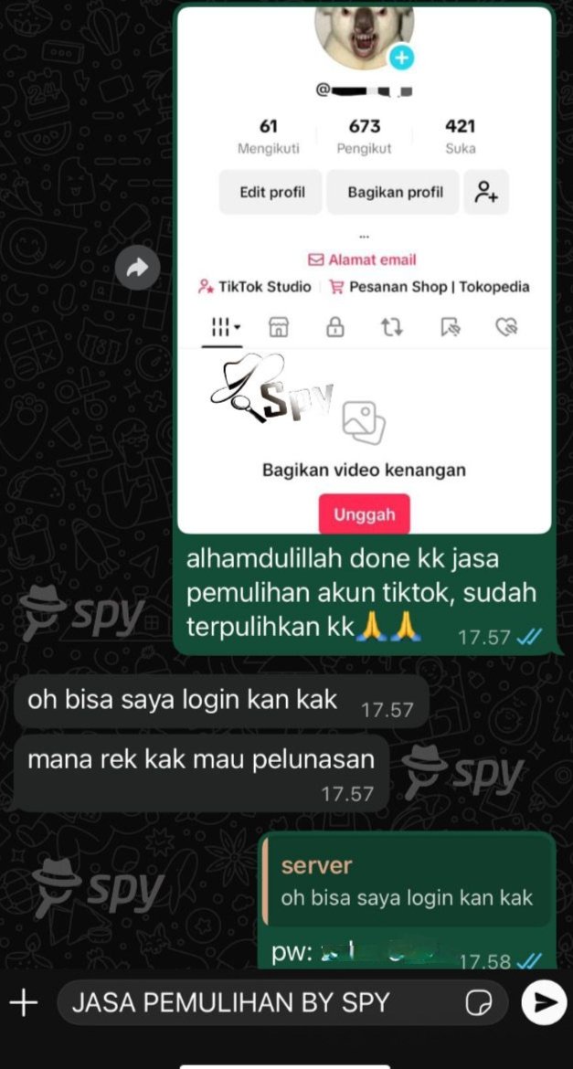 Spy007RS_'s tweet image. OPEN JASA PEMULIHAN AKUN & JASA HAPUS AKUN
▫️JASA PEMULIHAN AKUN SOSMED
▫️JASA HAPUS AKUN
▫️JASA BANNED WA / BUKA WA
▫️JASA DOXXING / JASA LACAK / JASA SADAP
proses cepat bisa di tunggu wa.me/628990902388