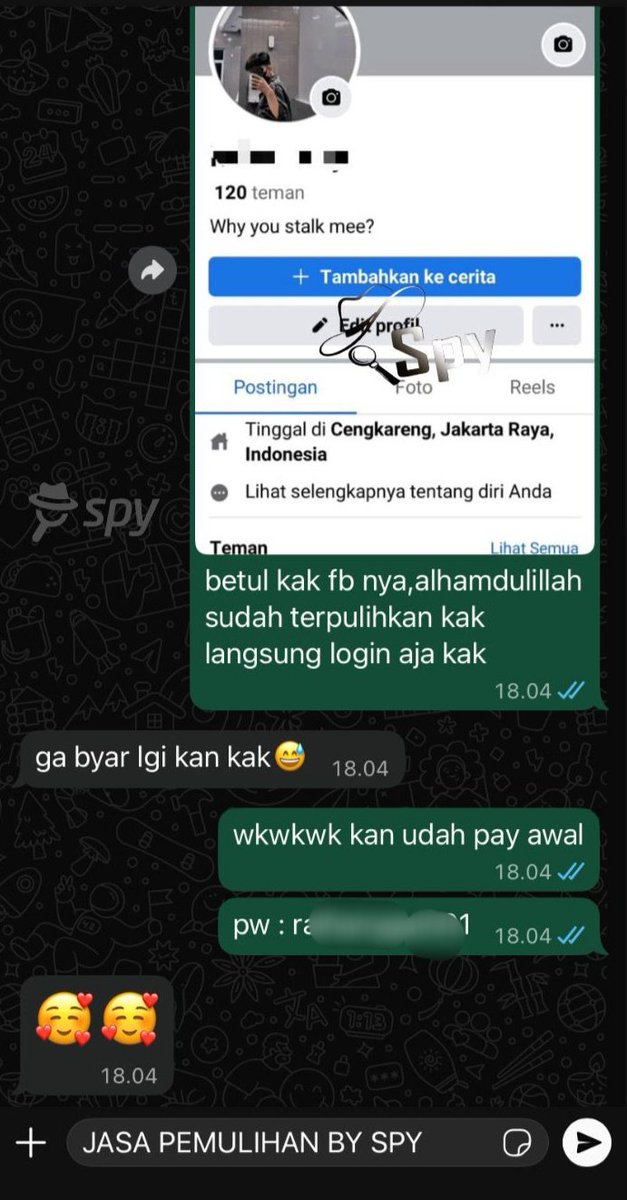 Spy007RS_'s tweet image. OPEN JASA PEMULIHAN AKUN & JASA HAPUS AKUN
▫️JASA PEMULIHAN AKUN SOSMED
▫️JASA HAPUS AKUN
▫️JASA BANNED WA / BUKA WA
▫️JASA DOXXING / JASA LACAK / JASA SADAP
proses cepat bisa di tunggu wa.me/628990902388