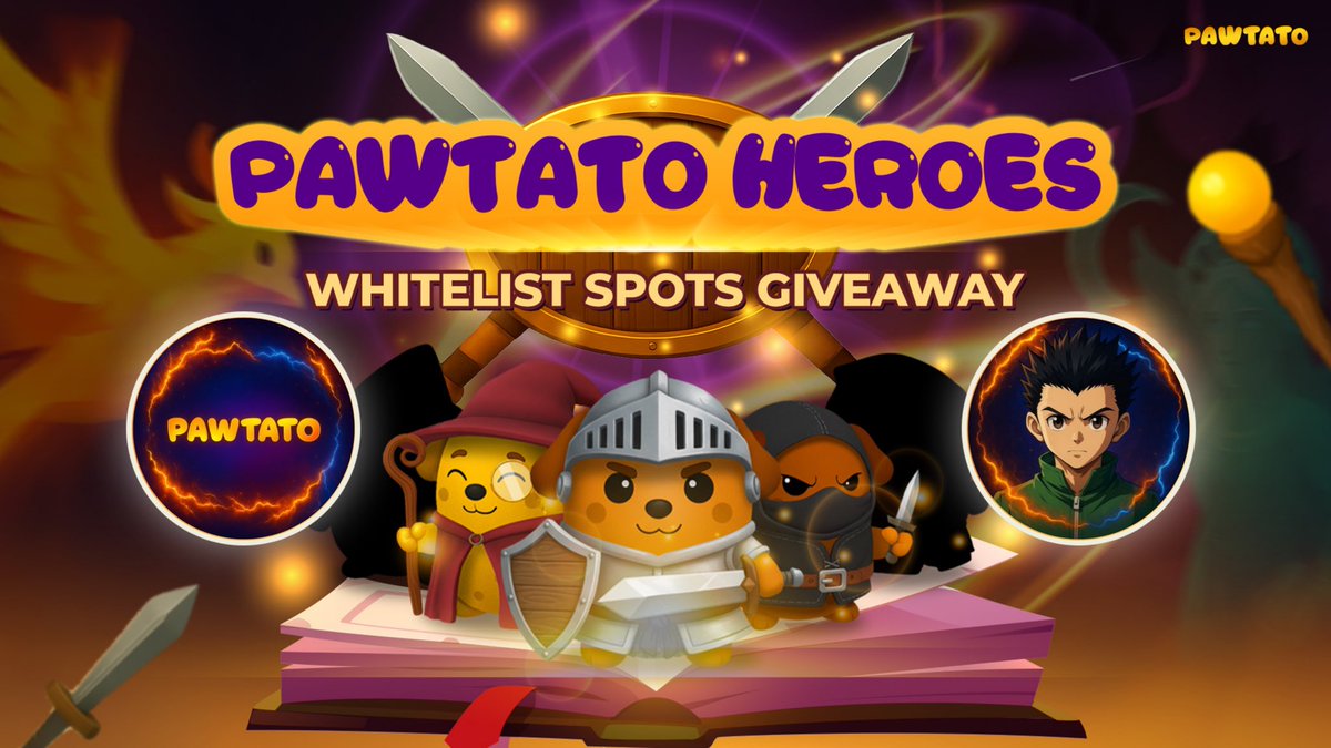 freaccss's tweet image. 🚨 PAWTATO WL GIVEAWAY! 🚨

We&apos;re giving away 20 Whitelist (WL3) spots! Don&apos;t miss your chance to secure your mint.

📜 TO ENTER:
1 - Follow @PawtatoFinance and @freaccss
2 - Like and Retweet this post
3 - Tag 3 friends and drop your wallet address in the comments! 👇

Winners…