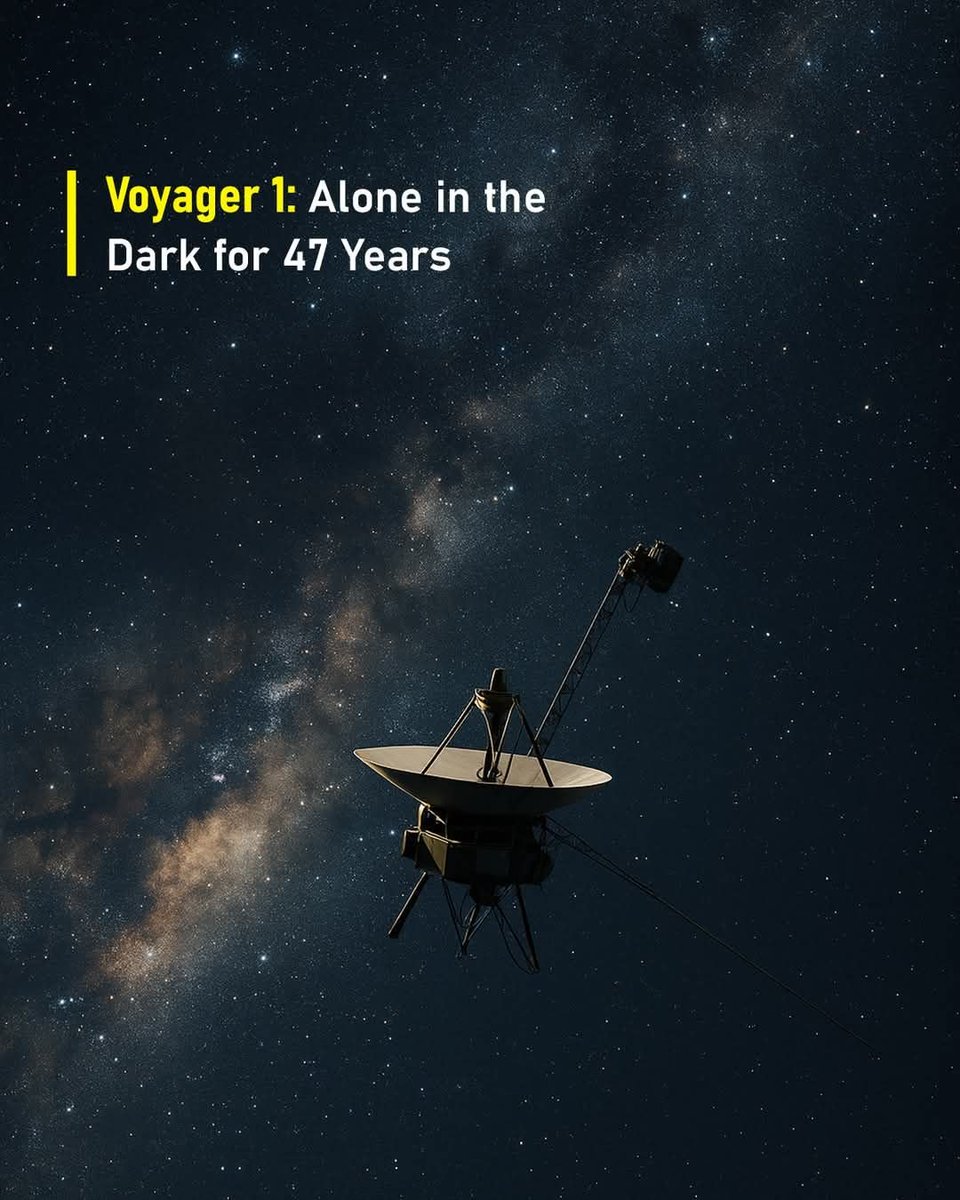 forallcurious's tweet photo. Right now, more than 24 billion kilometers from Earth, a tiny spacecraft is drifting through the darkness—Voyager 1, the most distant object we've ever sent into space. https://t.co/pK3cVJTwAj