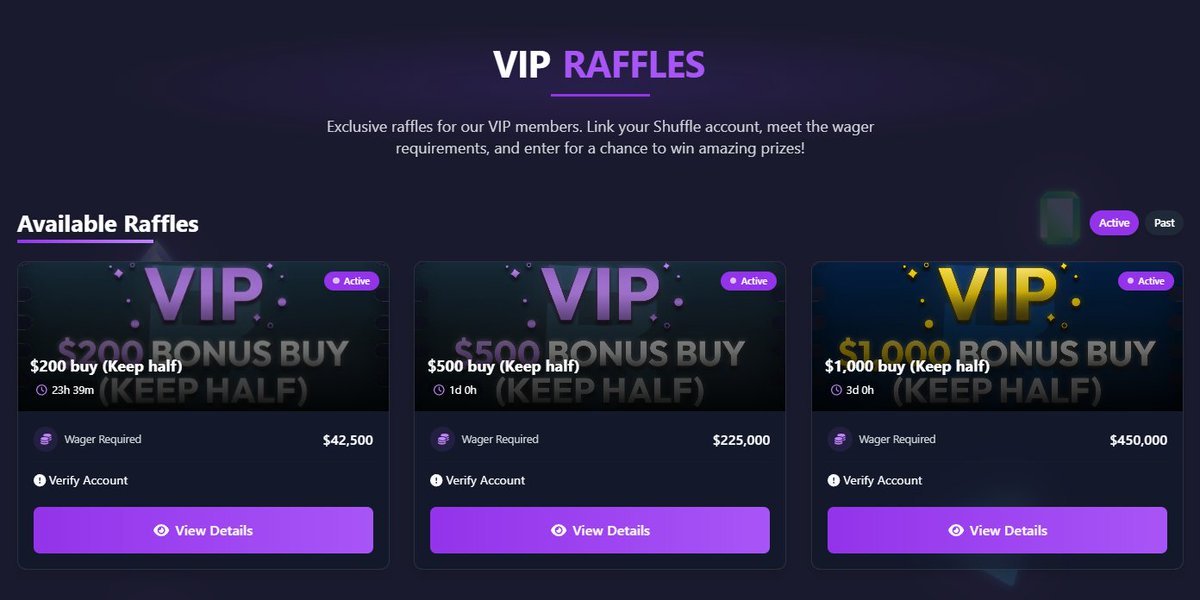 Check out this weeks VIP Raffles — $5,000 in TOTAL rewards! 🎟️

We're throwing up $5,000 minimum in VIP Raffles each week, meet the wager requirements under code 'Benny' on Shuffle to participate!

More info:
benny.gg/vip-raffles

💰RT &amp; Reply with your Shuffle username! ($20)