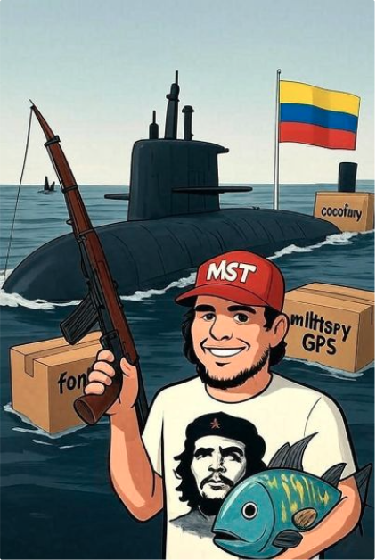 Hoje no Fanático: 
Pescadores usam submarino pra caçar peixes invisíveis em rota de narcotráfico. Equipamento: fentanil, GPS militar e zero anzol. Quem acredita nisso merece uma passagem só de ida pra defender os “pescadores” de Maduro na Venezuela🇻🇪
GloboLixo e PT, tudo a ver!