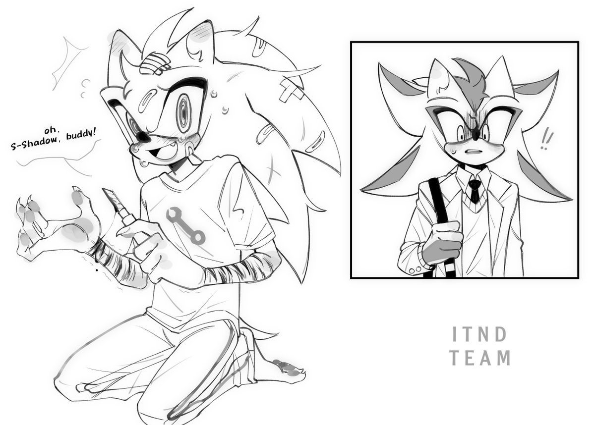 Please accept my fanart , your AU is amazing!🫴✨
<a href="/xxxxx_jjz/">ハイザラ🌼</a>

#sonadow #shadonic #art