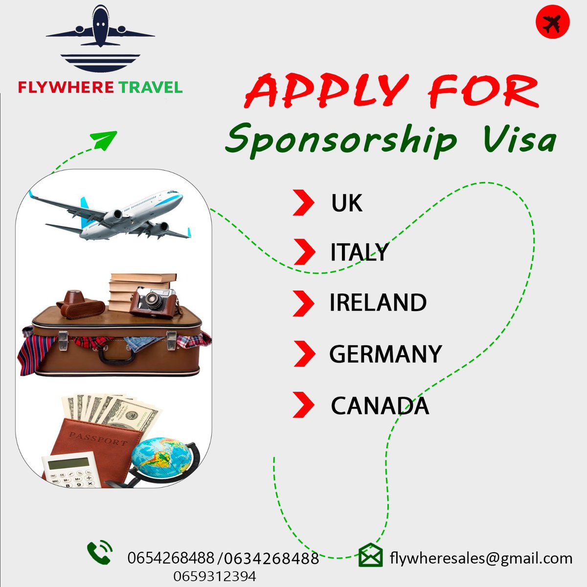 FlywhereTravel's tweet photo. Looking to travel or start a new life abroad? ๐
Apply now for a Sponsorship Visa with Flywhere Travel your trusted partner for global opportunities!
We process visas for:
๐ฌ๐ง UK | ๐ฎ๐น Italy | ๐ฎ๐ช Ireland | ๐ฉ๐ช Germany | ๐จ๐ฆ Canada
Your future starts with one step #Flywhere Travel โ๏ธ https://t.co/r9QRQadmw5