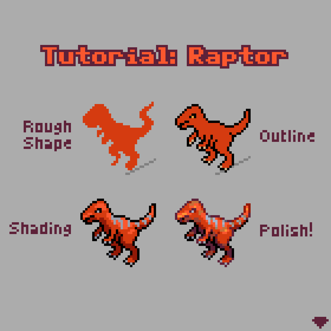 mirrutatep's tweet image. Quick mini-tutorial on how I drew an isometric raptor!
#pixelart