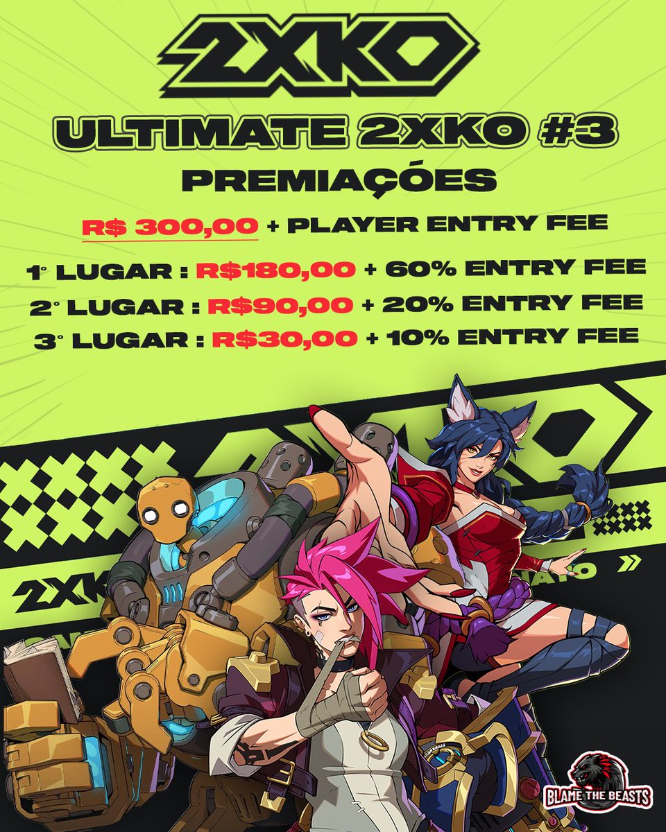 Bom dia! Vamos com mais um quinzas offline de 2X?

Essa terça, dia 21. 19h. Lá na Muito. Tem bonus de premiação denovo!

Inscrição: start.gg/tournament/ult…