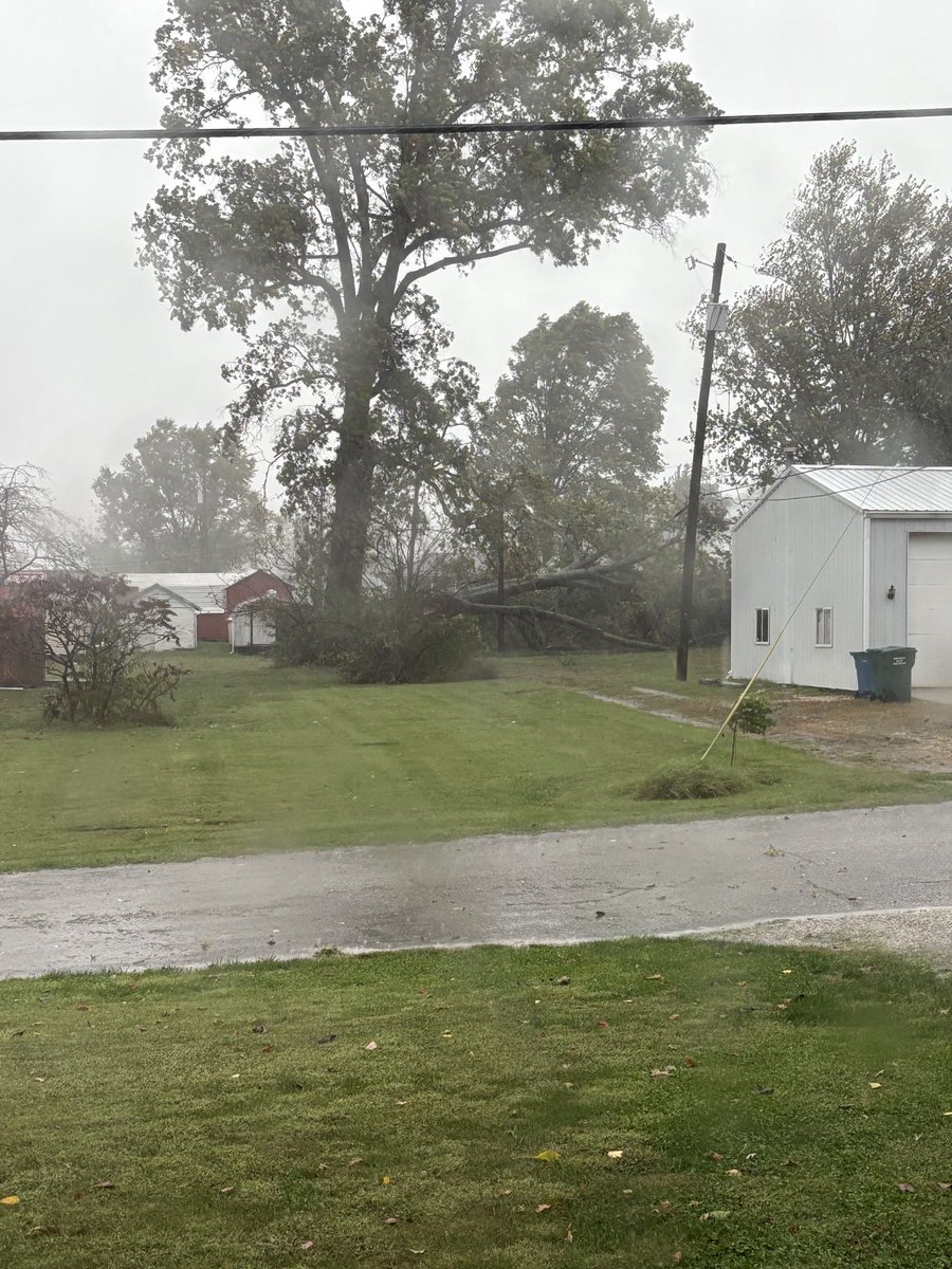 Large tree down in Oakland City on a power line. Power is out in the town. Can confirm severe-level winds. <a href="/NWSPaducah/">NWS Paducah, KY</a>