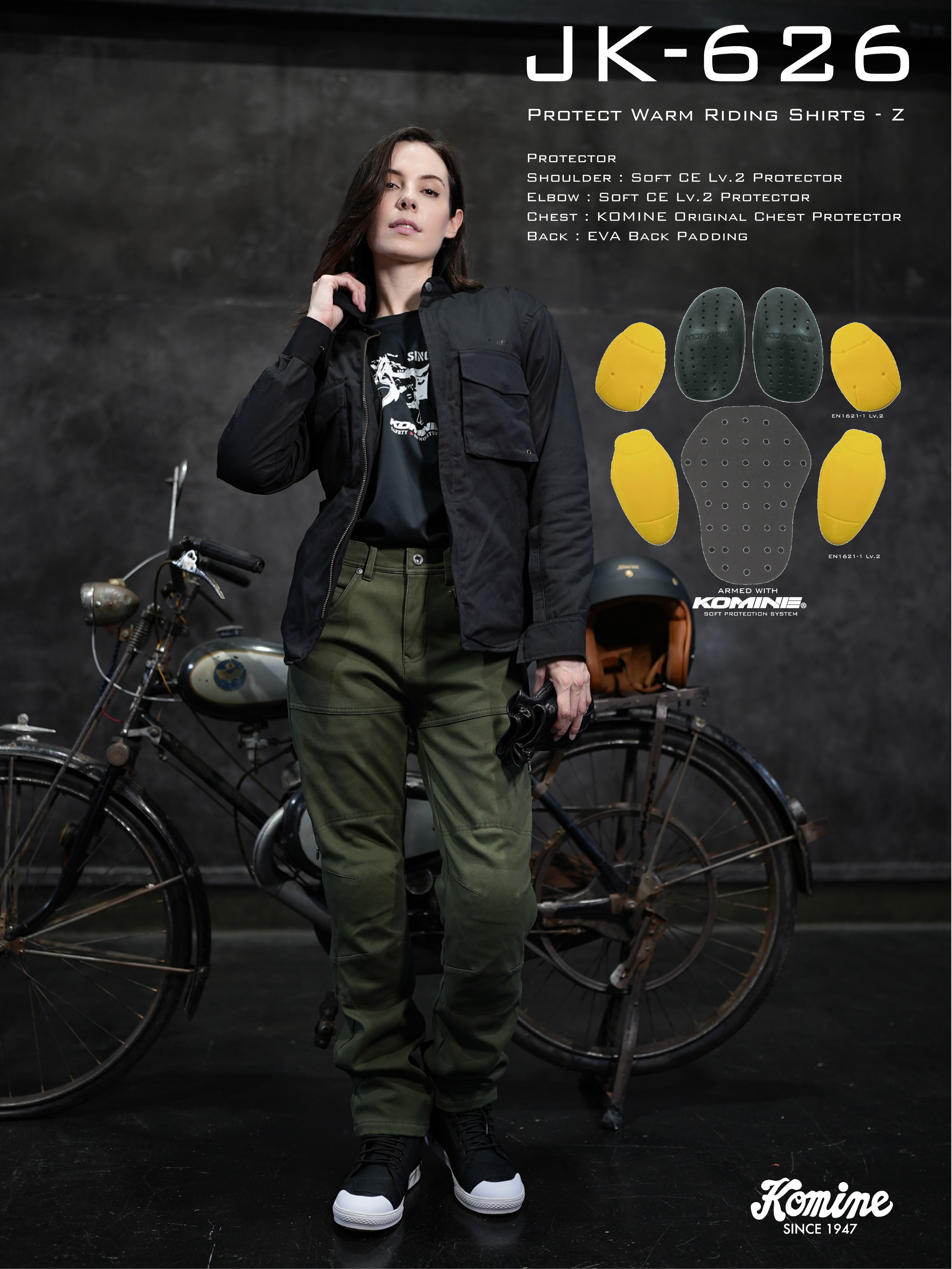 KOMINE フード付き秋冬春ジャケット コミネ ジャケット JK-603 プロテクトウィンタージャケット