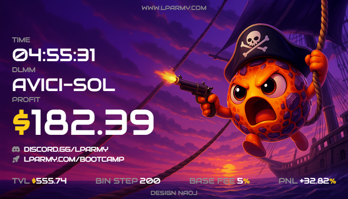Se positionner en DLMM en Sol Only avant le lancement pour récupérer du volume immédiat sur $Avici, une bonne idée ? Il faut croire que oui ! 

30% en quelques heures en jouant safe 💰

Une technique travaillée sur le discord de <a href="/met_lparmy/">LP Army</a>