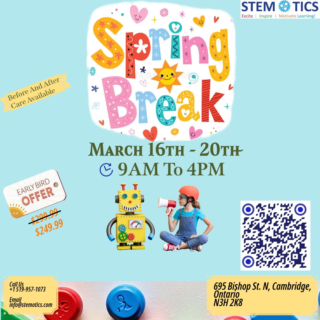 stemotics's tweet image. Make this March Break meaningful!
At STEMOTICS March Break Camp, kids dive into robotics, coding, and engineering challenges that inspire creativity, teamwork &amp;amp; problem-solving. 

Register Today!
stemotics.com/product/march-… 
#STEMOTICS #STEMCamp #MarchBreakFun