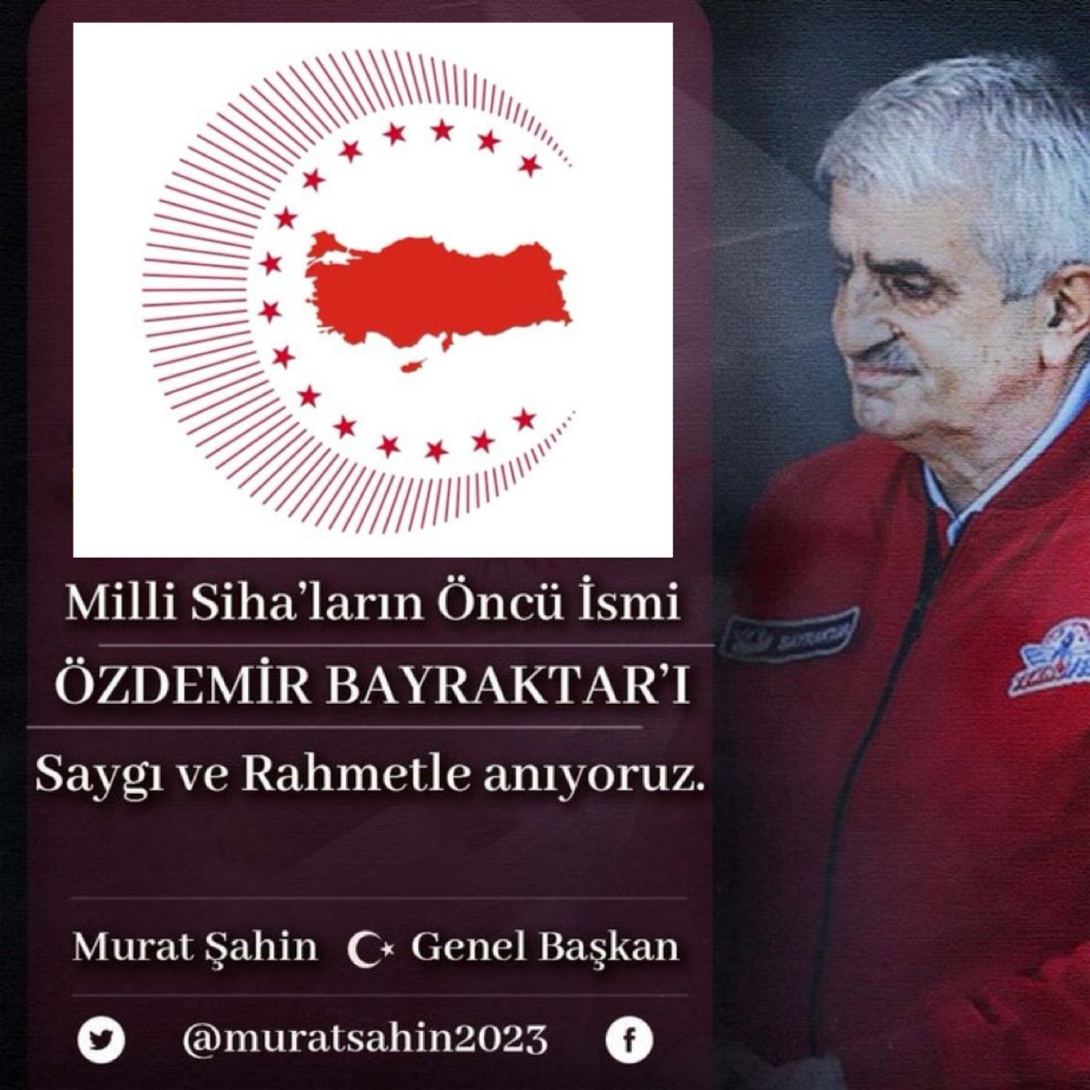 Milli ve Yerli savunma sanayimizin kıymetli öncüsü Merhum Özdemir Bayraktar beyefendiyi ahirete irtihalinin 4. sene-i devriyesinde saygıyla ve rahmetle anıyoruz 

Özdemir Bayraktar beyefendinin Ruhu Şeriflerine birer Fatiha okuyup hediye edelim İNŞALLAH dostlar 🤲🇹🇷

<a href="/BaykarTech/">BAYKAR</a>