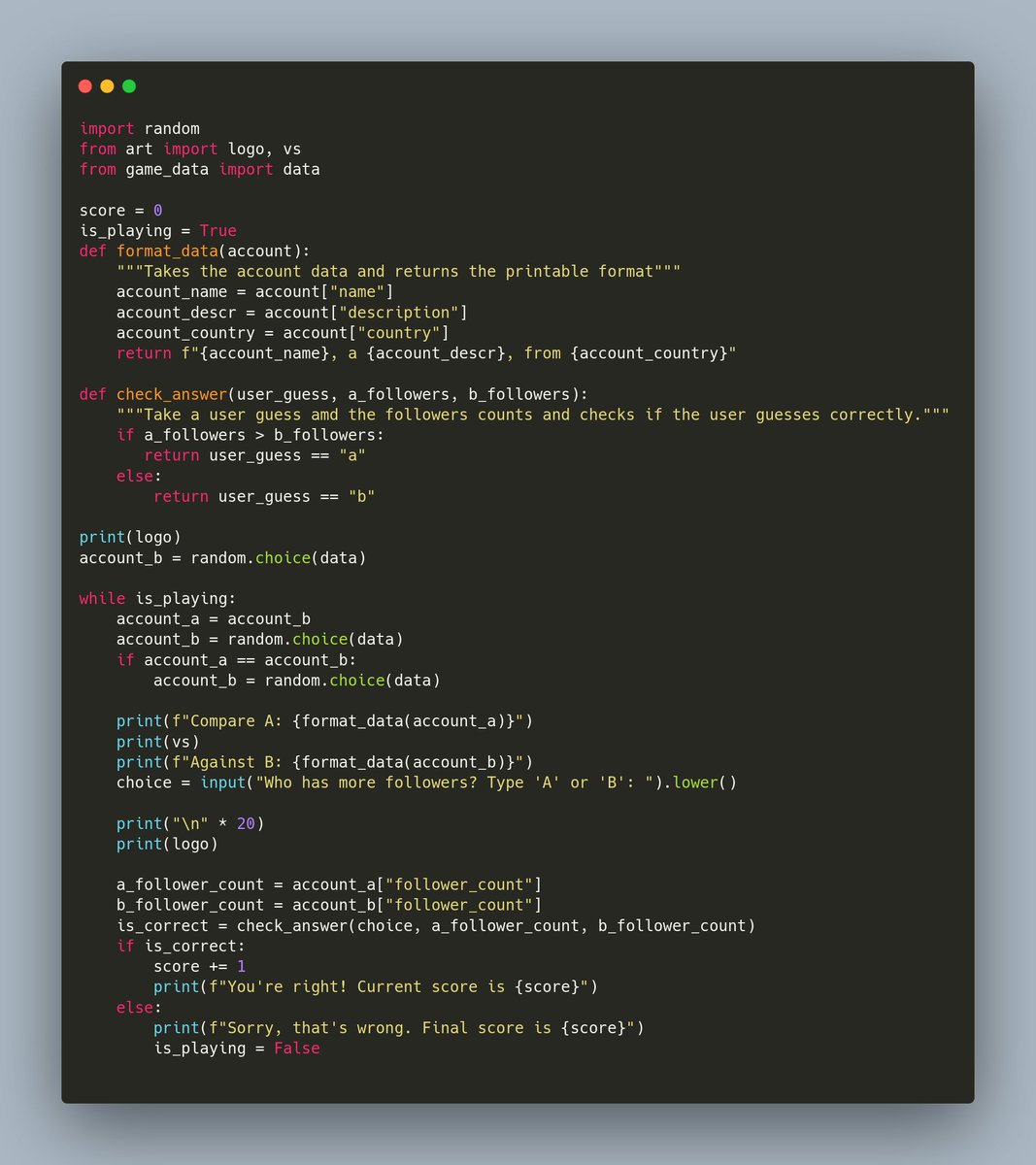 muyiwa_dev's tweet image. Day14:100 Days of Code: The complete Python Pro Bootcamp by Angela Yu
Project: Higher or Lower
first slide - Python
second slide - Golang
third slide - Typescript
fourth slide - Result
P.S: I think ease of writing doesn't necessarily mean better. The control of GO and…
