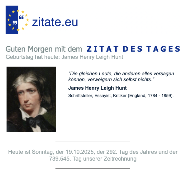 Das ZITAT DES TAGES vom 19. 10. 2025. Jetzt auch zum Hören: "ALEXA, öffne Zitate live und sage mir das ZITAT DES TAGES"!
zitate.eu/autor/james-he…
