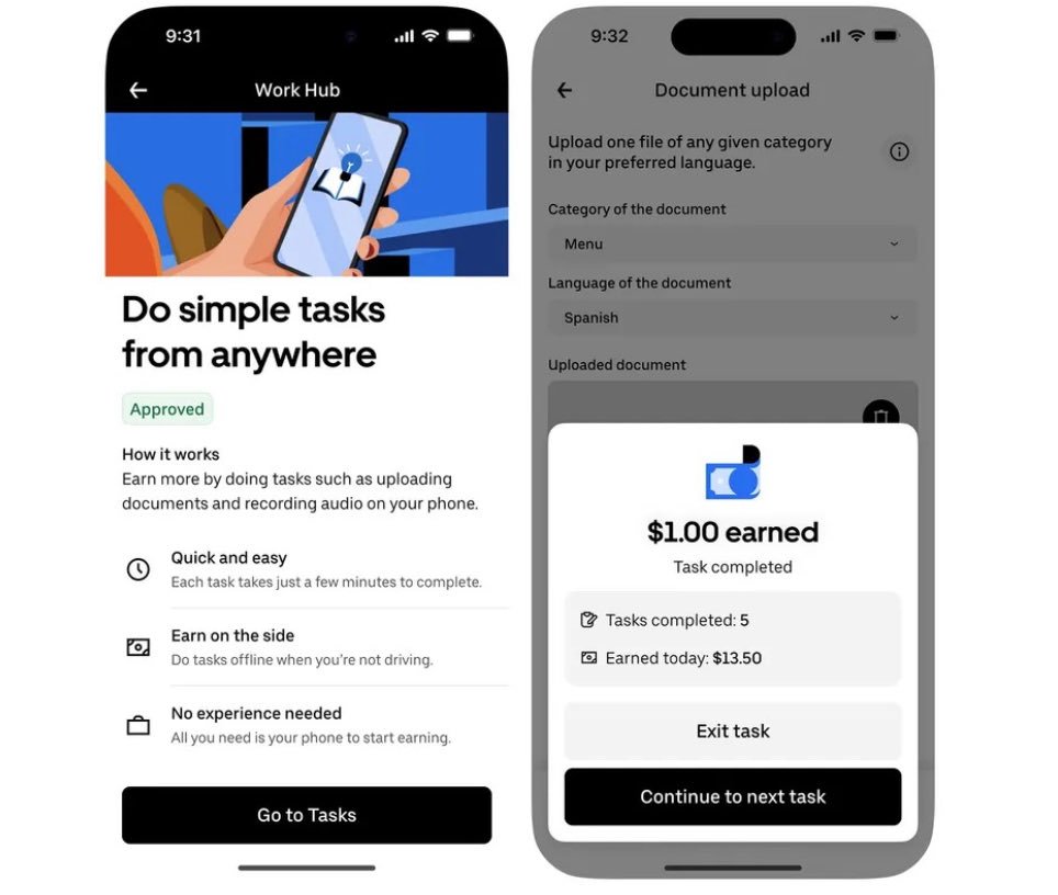Uber just found a way to turn downtime into data time. Drivers can now make money labelling AI data between rides. The future of gig work isn’t delivery, it’s digital piecework. This is the real "AI economy", quietly eating human minutes...