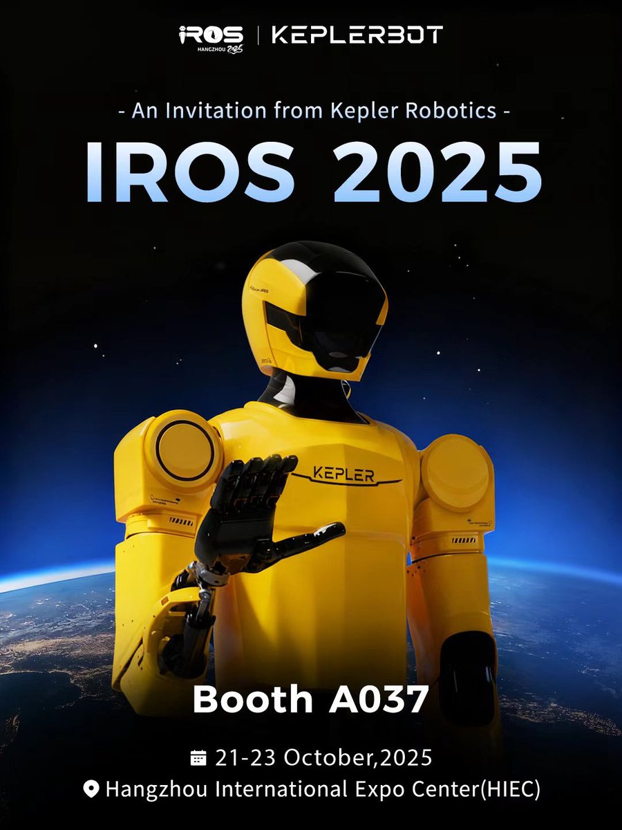 BotKepler's tweet image. Kepler Robotics will present the K2 “Bumblebee” humanoid robot at IROS 2025, one of the world’s top robotics events.
Exhibition Dates: Oct 21–23, 2025
Venue: Hangzhou International Expo Center | Booth A037
#KeplerRobotics #KeplerK2 #IROS2025 #HumanoidRobotics #Innovation #AI
