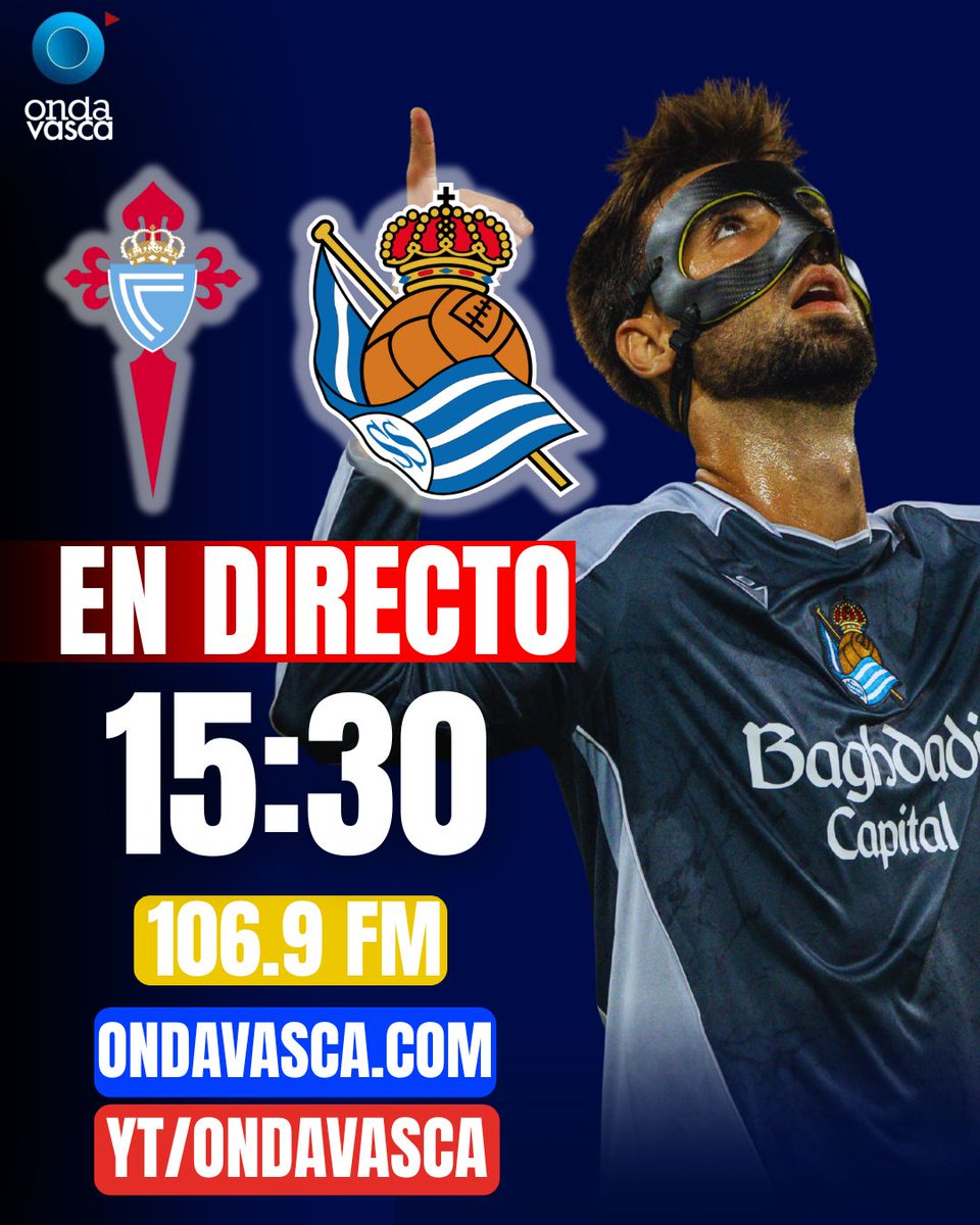 ⚔️ ESTA TARDE TE NARRAMOS A LA REAL ⚔️

🛫 Balaídos
⏰ 15:30
📻 106.9FM / Ondavasca.com
🔴 youtube.com/@ondavasca3930

🎙️<a href="/samuvalcar/">Samu Valcárcel</a>
🎓 Gorka Zelaia
🐐 <a href="/Julen03borree/">Julen Borreguero</a>
💃 <a href="/chamizo_garcia1/">Dani Chamizo</a> 

#OndaVasca #Konekta