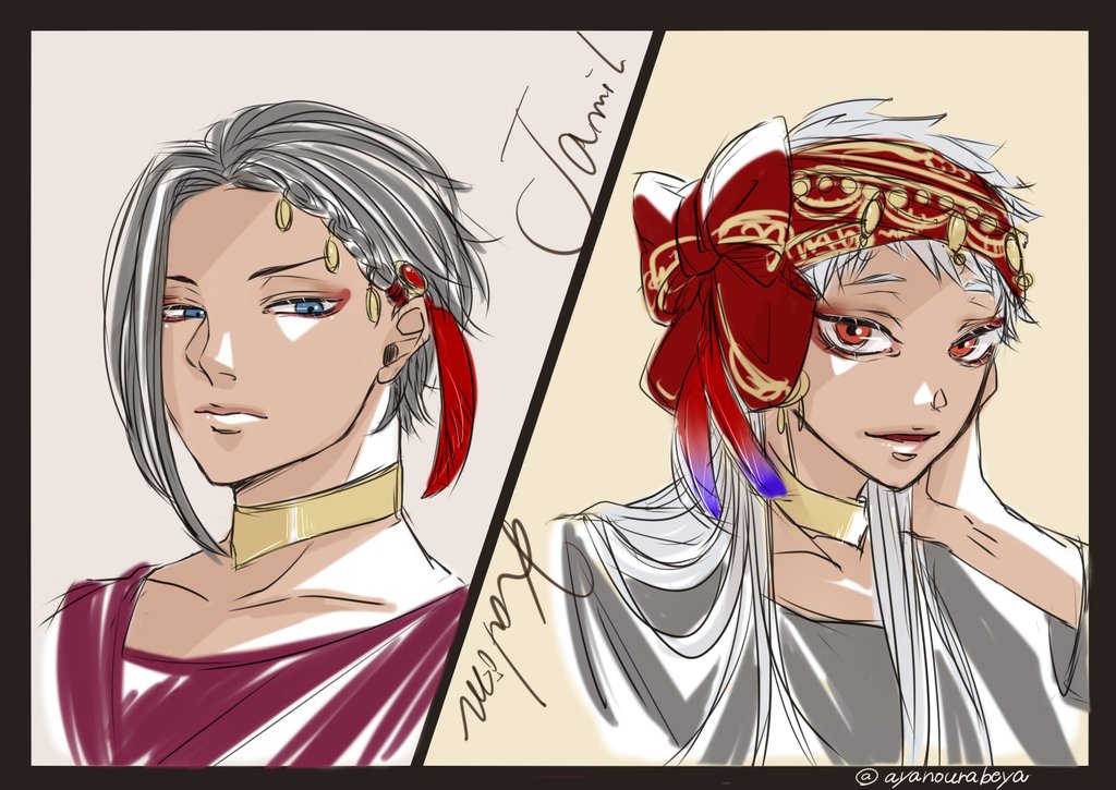素敵な短髪🐍さんのイラストに刺激受けて、昔描いた絵を何枚か再掲してみる😊
すんごい昔に描いた長髪🥥くんもあったからそれもペタリ(ラプイベを知らない時だから凄いストレートな御髪だけど💦) 