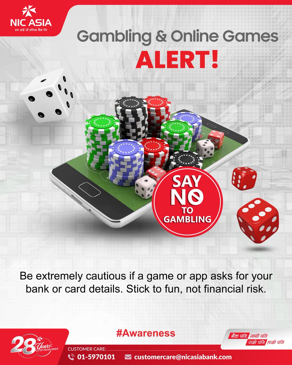 𝐒𝐀𝐘 𝐍𝐎 𝐓𝐎 𝐆𝐀𝐌𝐁𝐋𝐈𝐍𝐆!
Online games should be for fun not for financial loss. Stay alert and protect your hard earned money.
.
.
.
#NICASIABank #DigitalFirst #SecureFestivities #CyberSuraksha #Awareness
