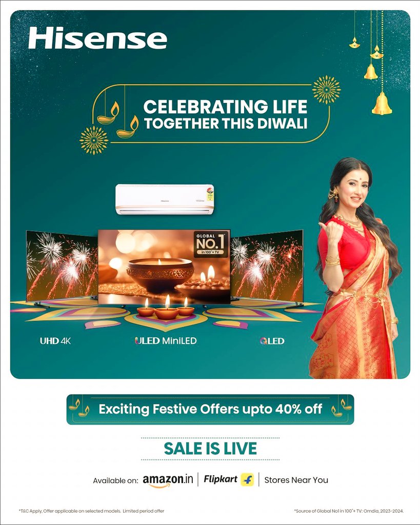 Experience next-level comfort and entertainment. Hisense TVs and ACs are on Amazon Sale at unmissable prices. Global No.1 for a reason! <a href="/Hisense_IND/">Hisense India Official</a> #HisenseIndia