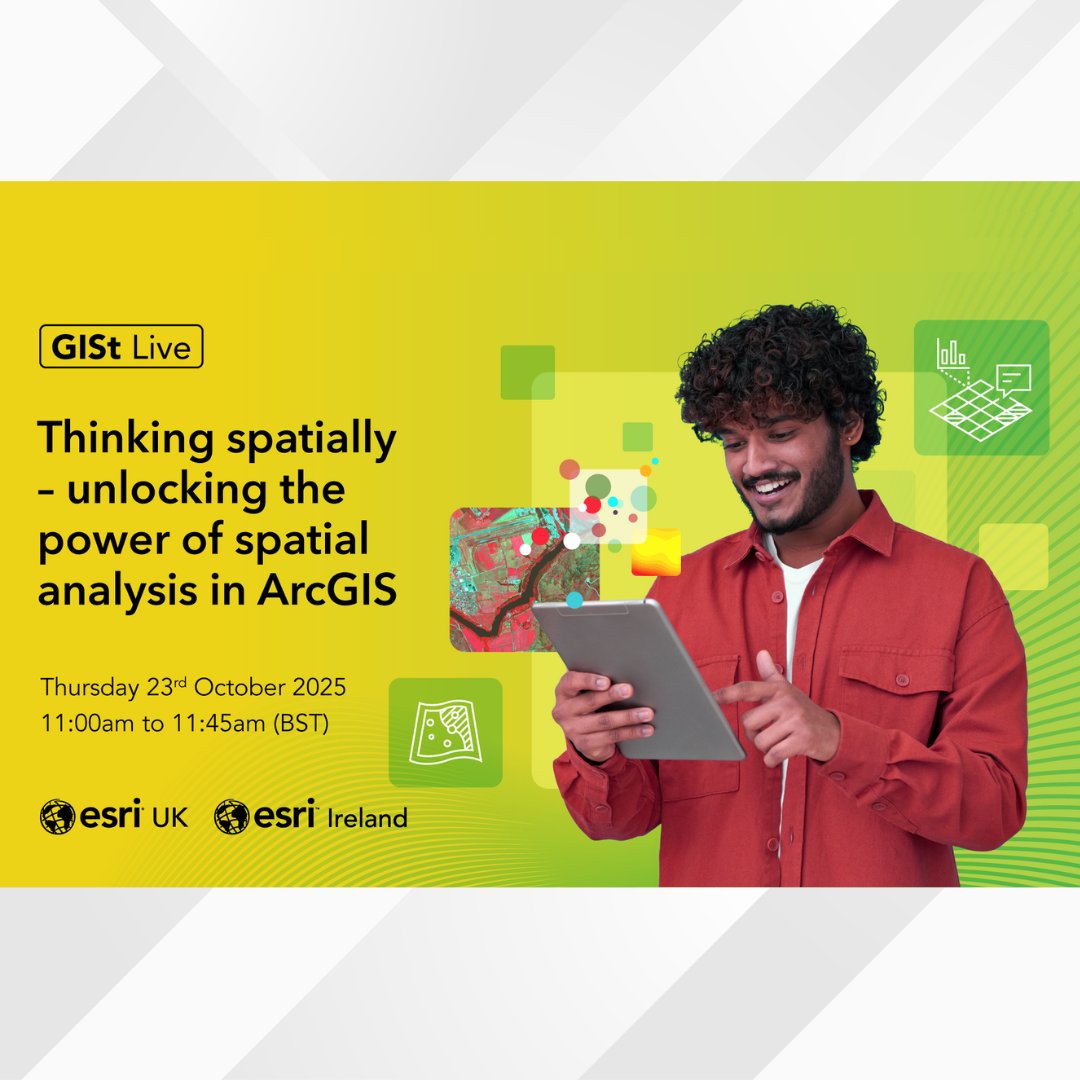 EsriIreland's tweet image. Join our #Webinar on Oct 23rd and discover how location intelligence can reveal insights that traditional analysis might miss!📣
Get inspired to think and solve problems spatially🌍
Register now: ow.ly/MIZm50XcfJe
#SpatialAnalysis #LocationIntelligence #ArcGIS #Mapping