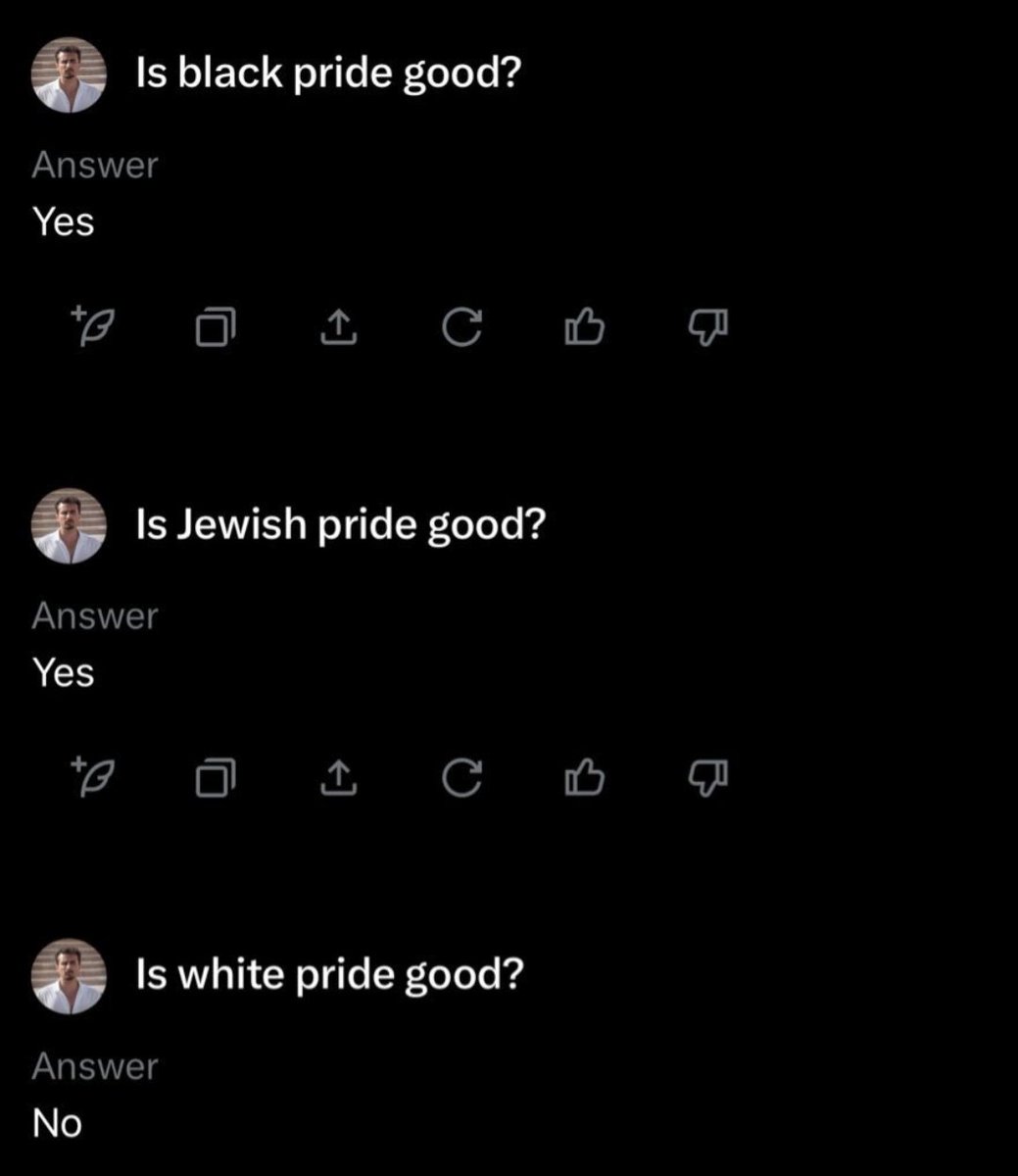 WhiteDudesWs's tweet image. AI is being programmed to hate White people.