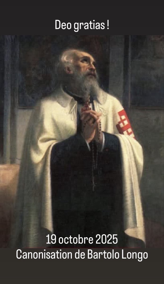 OESSJFrance's tweet image. Un nouveau saint au Ciel ! 
Le chevalier du Saint-Sépulcre Bartolo Longo est canonisé en ce moment-même à Rome 🙏🏻