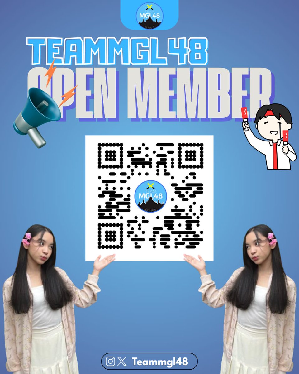 GOOD NEWS FOR ALL OF US! 

TEAMMGL48 akhirnya open member! Jangan lewatkan kesempatan ini untuk bergabung dan mendukung JKT48 bersama TEAMMGL48! 

Link pendaftaran dapat kalian scan melalui barcode dibawah ini ya! Jangan lupa bergabung lurr.