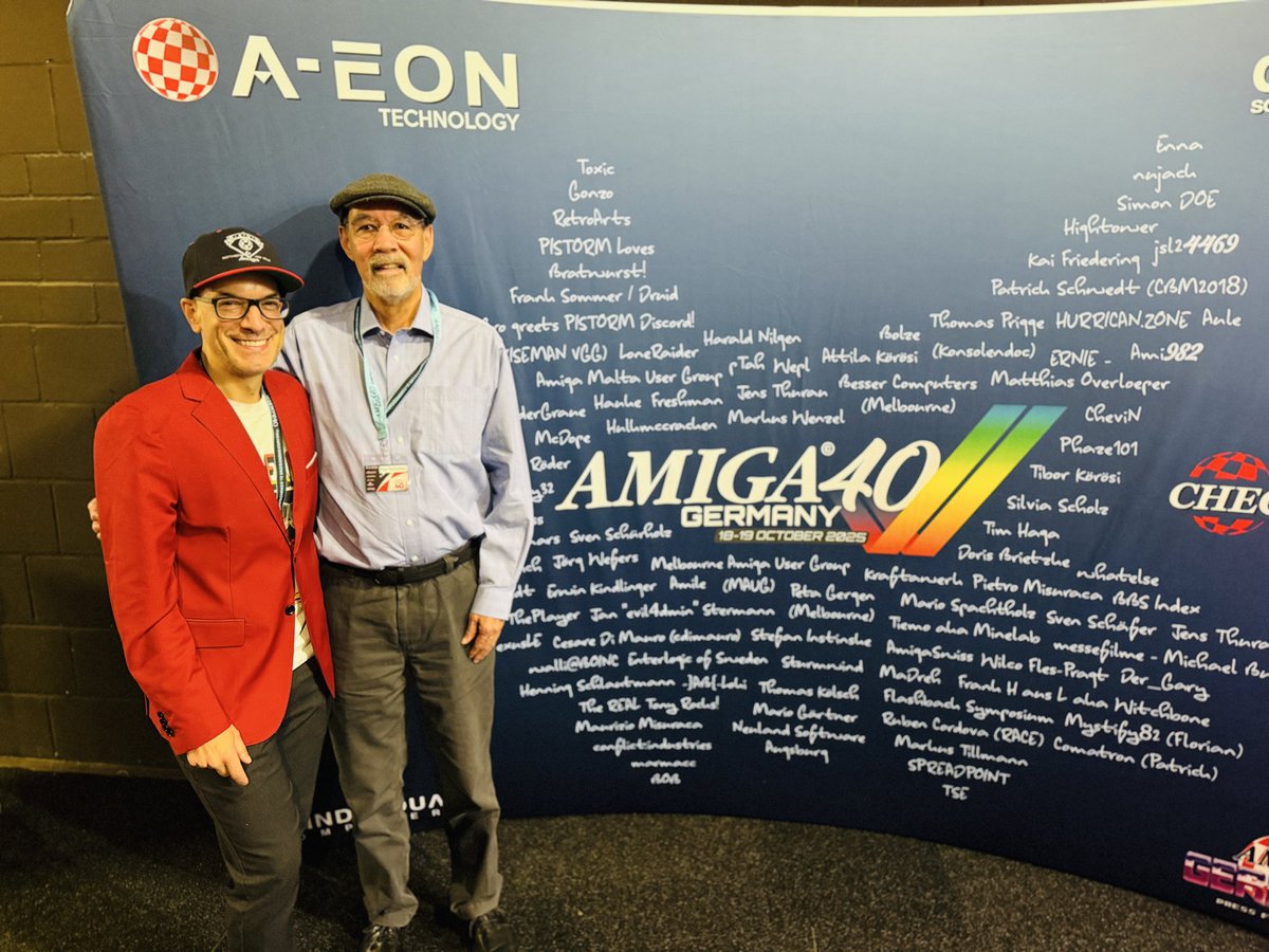Great times at Amiga 40 Germany with the incredible Ron Nicholson from the original Amiga team. Give him a follow here on Twitter/x <a href="/hotpaw/">Ronald Nicholson</a> #commodore #commodoreamiga #amigabill #Amiga40