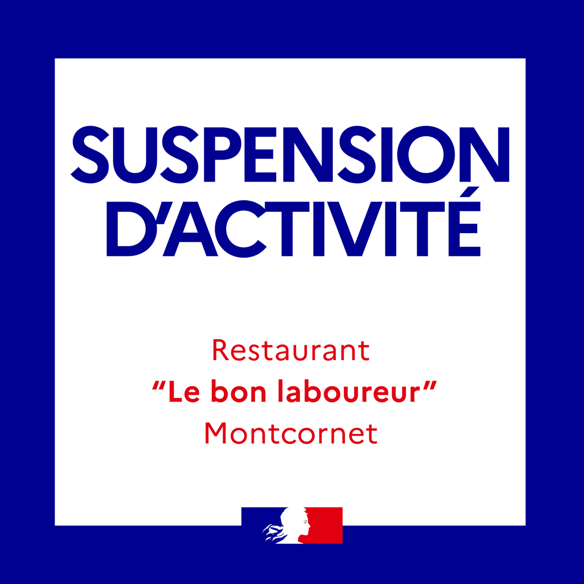 Image de Préfète de l'Aisne - #UnEtatQuiProtège | Suspension d'activité décidée par la préfète de l'Aisne, du restaurant "Le bon