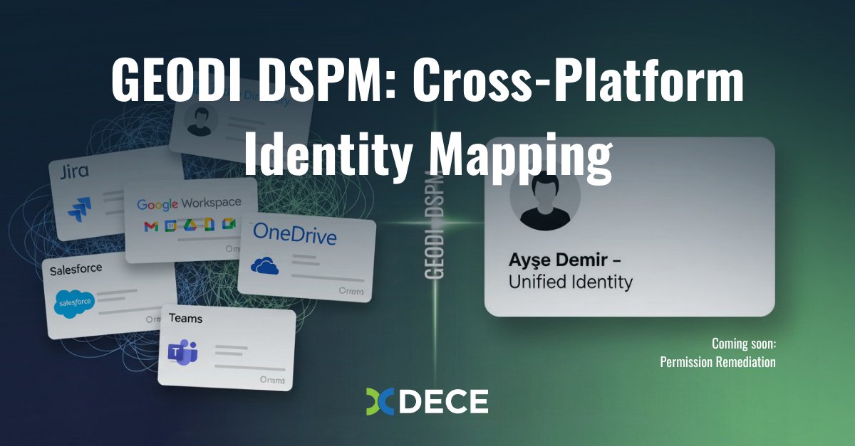 SoftwareDECE's tweet image. 🚀 GEODI DSPM: Cross-Platform Identity Mapping
Unify LDAP/AD with SharePoint, OneDrive & Google Workspace.
Search with one ID, see only your data, and audit who accessed what.
🔜 Permission Remediation coming soon.
#DSPM #DataSecurity #GEODI