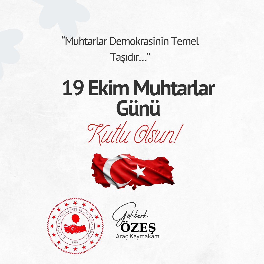 Bugün, milletimizin en yakın sesi, devletimizin en sıcak eli olan muhtarlarımızın günü.

Fedakarlıklarıyla birliğimize yön veren, köyüne ve mahallesine gönülden hizmet eden tüm muhtarlarımızın “19 Ekim Muhtarlar Günü” kutlu olsun.