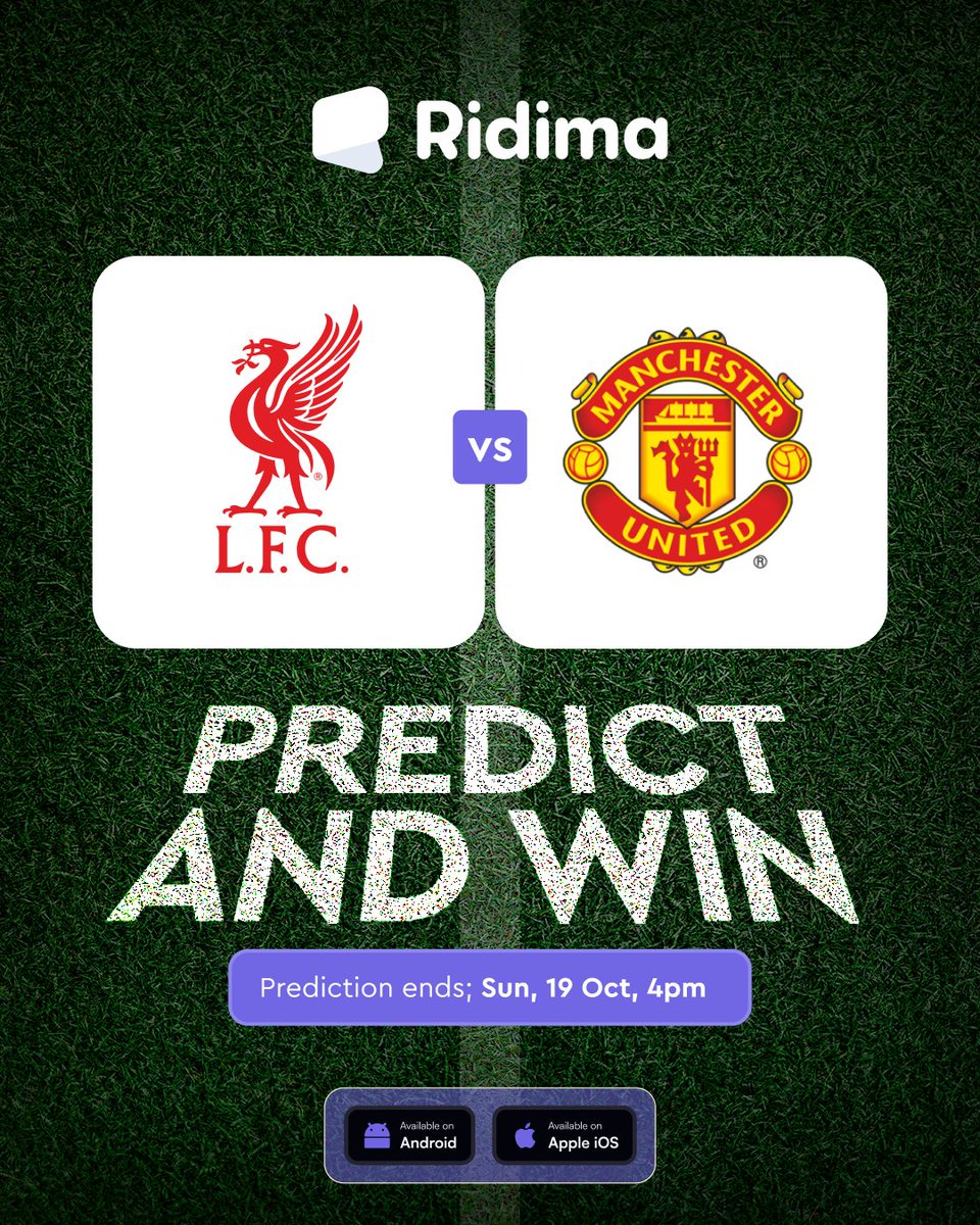 🚨 PREDICT &amp; WIN 🚨

⚽ Liverpool Vs Manchester United ⚽

Will randomly select 5 correct predictions to win ₦3,000 each!🔥

Rules: 
• Follow <a href="/myridima/">Ridima</a>
• Follow <a href="/Ridima_intern/">Ridima_intern</a>
• Drop prediction score in the comments below 👇

Make sure you follow the rules!!!