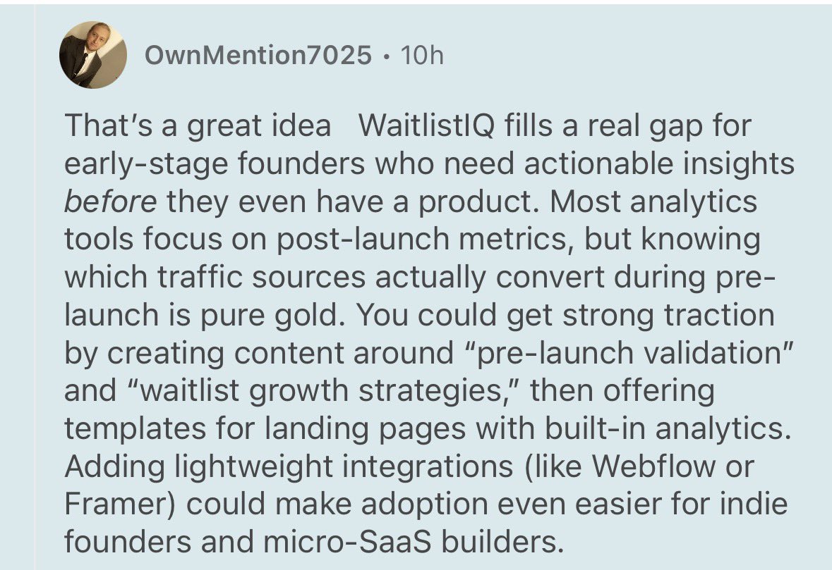 Madeby_Don's tweet image. WaitlistIQ. Analytics platform purpose-built for the pre-launch stage — showing founders exactly where signups come from, how they convert, and what turns them into paying customers.

Let’s get building!! #Analytics  #waitlists  #prelaunch