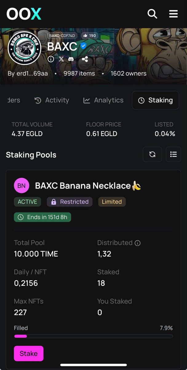 π§
OnionX π§
#OOXMarketplace $ONX #MultiversX (@oni0nx) on Twitter photo REMINDER:
If you have a <a href="/BoredApeXClub/">BAXC DA0 & Nerdsβ‘οΈπ΅</a> with the banana necklace you can stake it on OOX and earn TIME every day!
Link in comments π REMINDER:
If you have a <a href="/BoredApeXClub/">BAXC DA0 & Nerdsβ‘οΈπ΅</a> with the banana necklace you can stake it on OOX and earn TIME every day!
Link in comments π