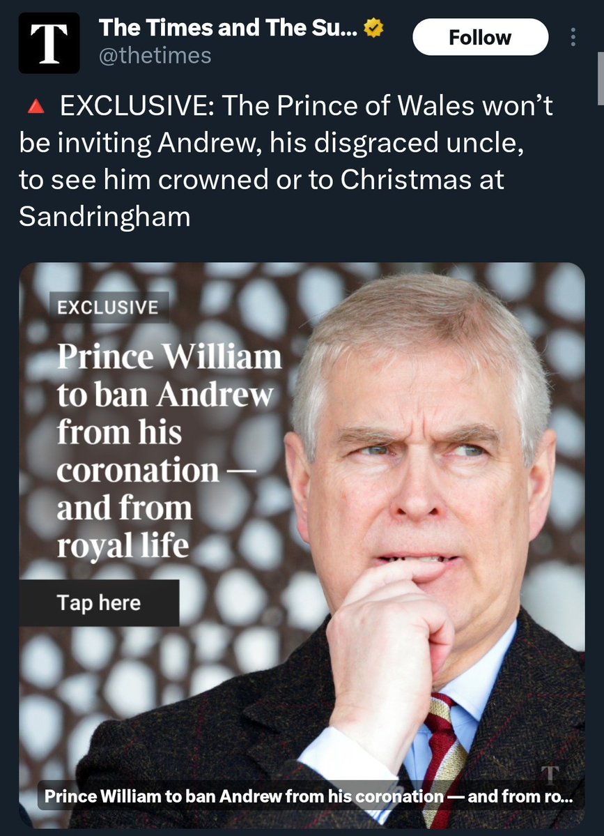 This is so fake, I can't. Andrew has been associated with Epstein since 2011,  he's been accused of participating in all this. QEII paid his victim millions, why is William acting like he just found out?