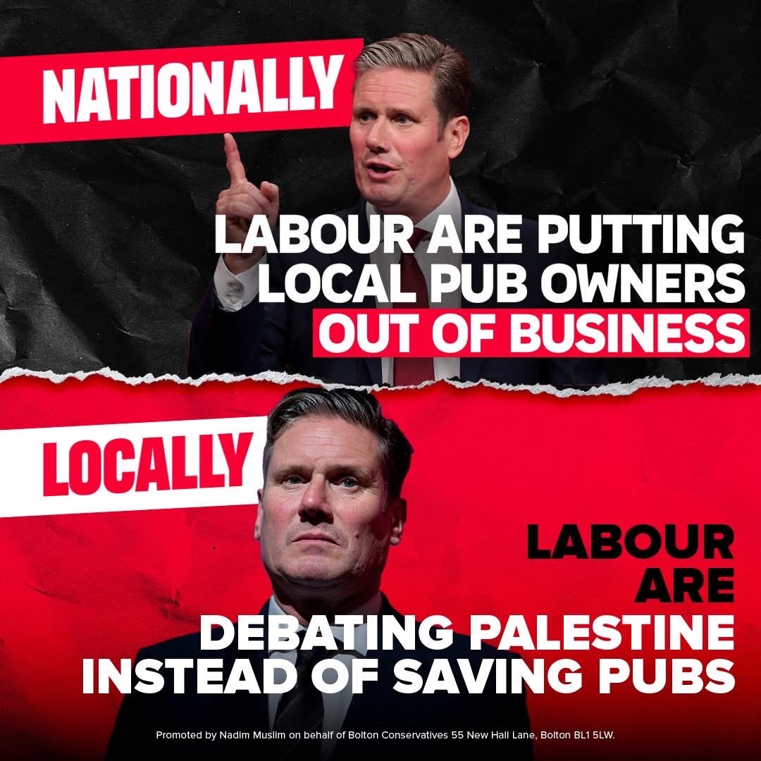 Only one Labour councillor stood up in the debate on pubs last week. Compared to nine Labour councillors who stood up to debate Palestine in September. Where do you think Bolton Labour's priorities are?