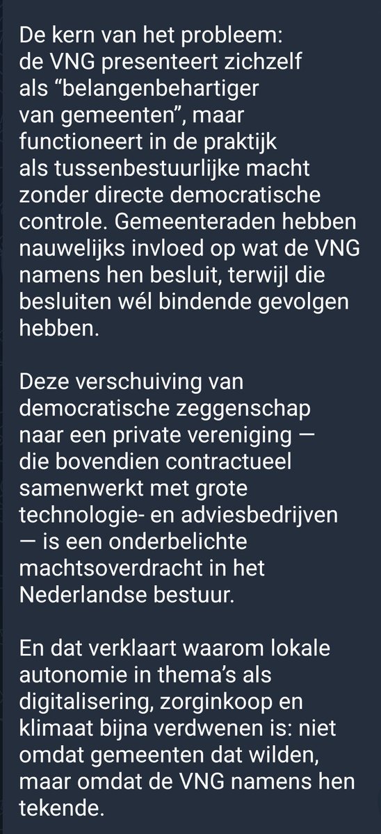 Als u zich afvraagt hoe het toch komt dat die AZC's als paddenstoelen uit de grond springen, of de regenboog zebrapaden, de 30 km/h zones en betaald parkeren gebieden. Dat komt door de VNG. 

De VNG is een cluster van BV'tjes die zich als een bestuurlijke macht tussen Den Haag en