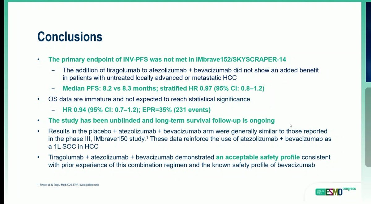 Antonio D'Alessio (@a_dalessiomd) on Twitter photo Is this the death πͺ¦ of anti-TIGIT?
Disappointing negative results for the IMbrave152/SKYSCRAPER-14 phase 3 study at #ESMO25 Is this the death πͺ¦ of anti-TIGIT?
Disappointing negative results for the IMbrave152/SKYSCRAPER-14 phase 3 study at #ESMO25