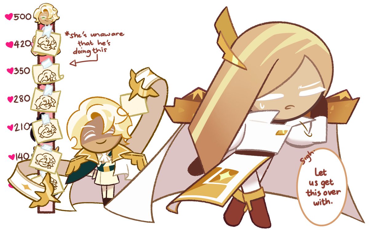 kiss/affection meter with #financiercookie! i've always wanted to--hey. hold on. wait. hang on. that's not how this works [1/2]

#cookierun #clottedcreamcookie #clottcier