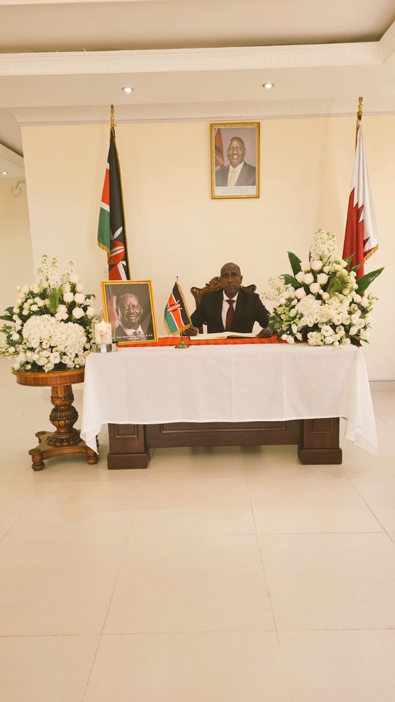 🇰🇪 The Embassy of the Republic of Kenya in Doha wishes to inform that the Condolence Book in honour of the late Rt. Hon. Raila Amolo Odinga, EGH has been opened at the Chancery.

All are welcome to sign and pay their respects , until Tuesday, 4:00 p.m.

#RailaOdinga #KenyainQatar