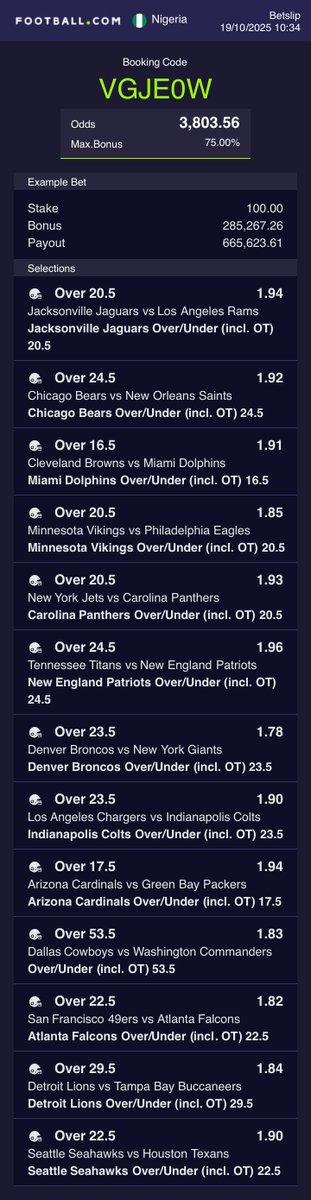 🏈🏈Individual Overs 

VGJE0W  3.8k odds

Flex &amp; Edit ✍🏽