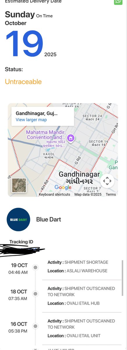 ArthHMehta3's tweet photo. What am I supposed to do with this update?
@ShiprocketIndia 
Ordered on 12th, expected delivery on 16. It's 19th today and it just says untraceable.
This is absolutely ridiculous. Solve this https://t.co/Lc6py2VrtK