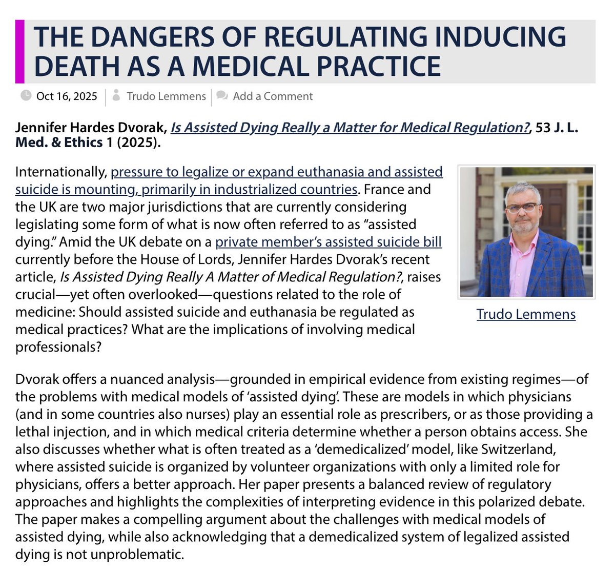 SarcoProject's tweet image. Sarco was designed to counter the challenges posed by medicalization and pharmaceuticalization of assisted suicide .. Dvorak shows how assisted dying regimes transform dying into a medical procedure, with regulations that lead to irreversible harm..
.. health.jotwell.com/the-dangers-of…