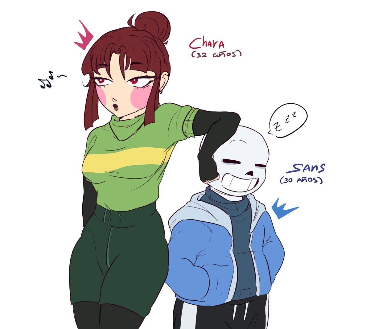 CapiArts's tweet image. Chara y Sans tomándose un minuto para relajarse (sus nuevas edades) #Undertale #undertaleship #shipping #Chara #sans #chans